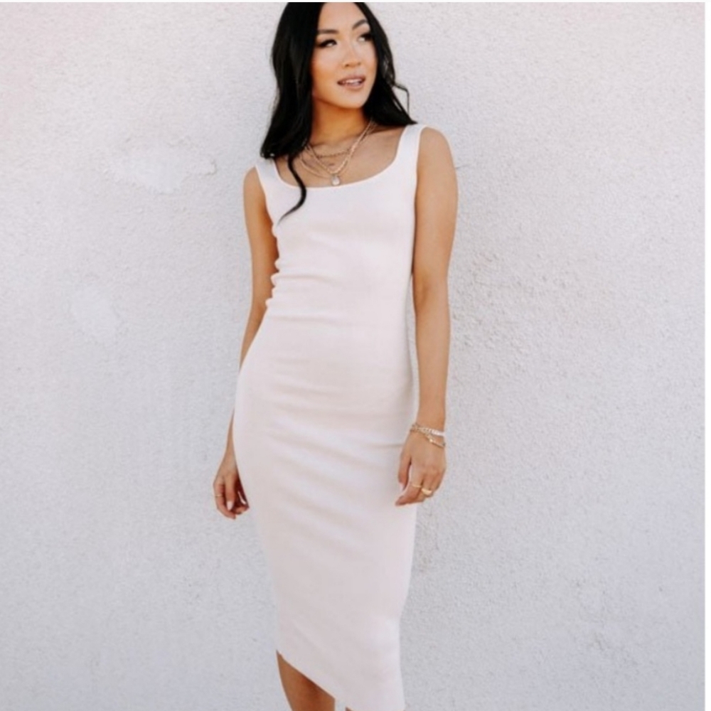 HYFVE Black Ribbed Bodycon Tank Dress Sz Medium NWT